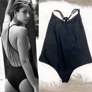Mikoh Black Copacabana Strappy Back One Piece Swimsuit Womens XS XXS